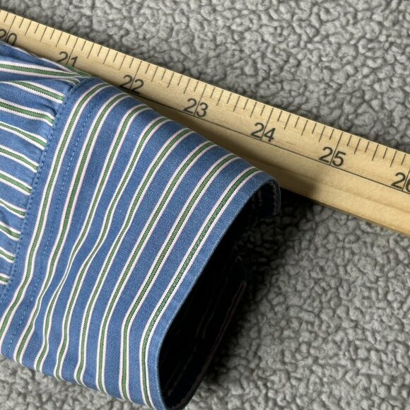 Lacoste Shirt Mens 44 Button Up Blue Green Pink Stripe Alligator Logo Preppy - Picture 10 of 12